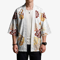 Brown Aloha Hawaiian Kimono Monstera Hibiscus Tropical Pattern LT19 - Polynesian Pride