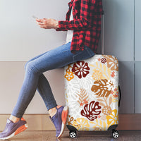 Brown Aloha Hawaiian Luggage Cover Monstera Hibiscus Tropical Pattern LT19 - Polynesian Pride