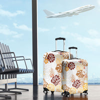 Brown Aloha Hawaiian Luggage Cover Monstera Hibiscus Tropical Pattern LT19 - Polynesian Pride