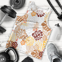 Brown Aloha Hawaiian Men Tank Top Monstera Hibiscus Tropical Pattern LT19 - Polynesian Pride