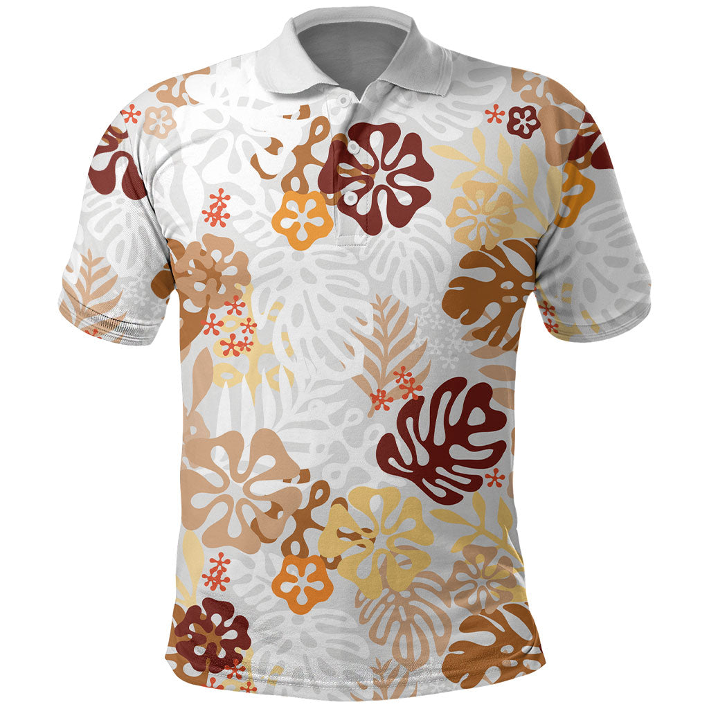 Brown Aloha Hawaiian Polo Shirt Monstera Hibiscus Tropical Pattern LT19 Brown - Polynesian Pride