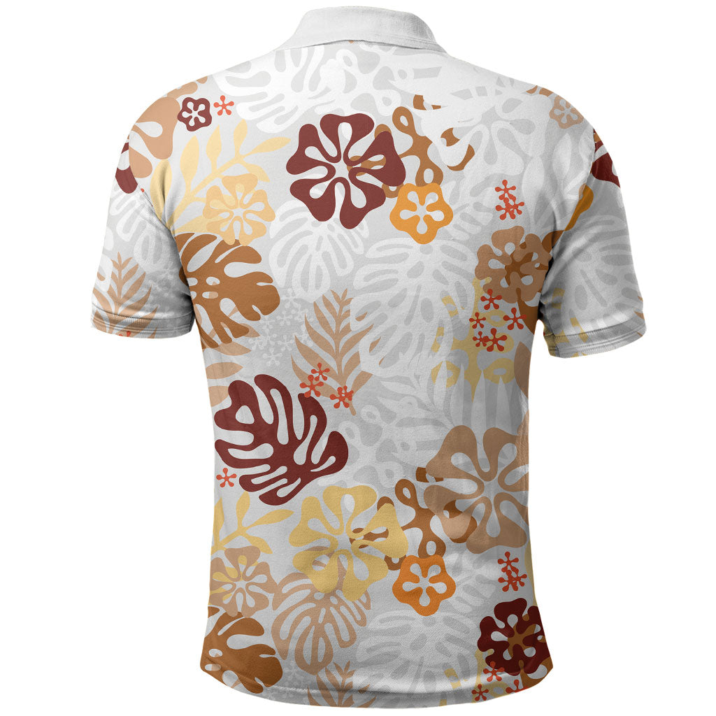 Brown Aloha Hawaiian Polo Shirt Monstera Hibiscus Tropical Pattern LT19 - Polynesian Pride