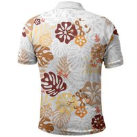 Brown Aloha Hawaiian Polo Shirt Monstera Hibiscus Tropical Pattern LT19 - Polynesian Pride