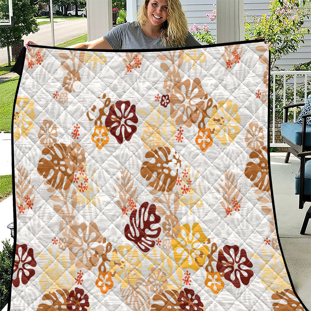 Brown Aloha Hawaiian Quilt Monstera Hibiscus Tropical Pattern LT19 Brown - Polynesian Pride