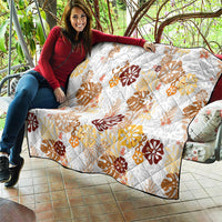 Brown Aloha Hawaiian Quilt Monstera Hibiscus Tropical Pattern LT19 - Polynesian Pride