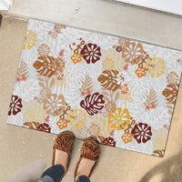 Brown Aloha Hawaiian Rubber Doormat Monstera Hibiscus Tropical Pattern LT19 - Polynesian Pride