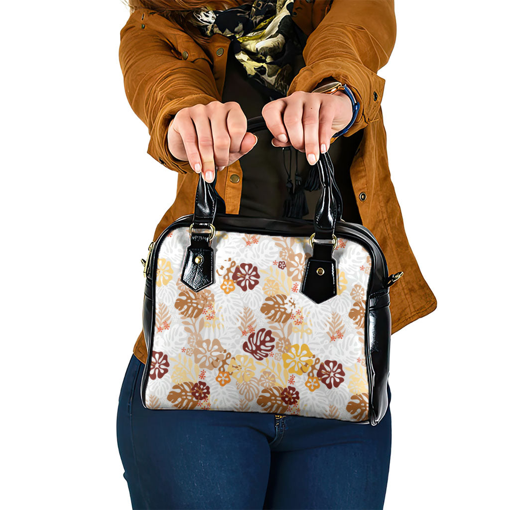 Brown Aloha Hawaiian Shoulder Handbag Monstera Hibiscus Tropical Pattern LT19 One Size Brown - Polynesian Pride