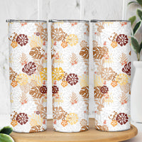 Brown Aloha Hawaiian Skinny Tumbler Monstera Hibiscus Tropical Pattern LT19 - Polynesian Pride