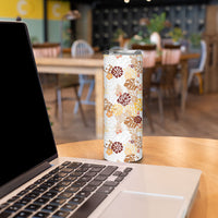 Brown Aloha Hawaiian Skinny Tumbler Monstera Hibiscus Tropical Pattern LT19 - Polynesian Pride
