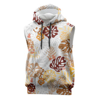 Brown Aloha Hawaiian Sleeveless Hoodie Monstera Hibiscus Tropical Pattern LT19 Brown - Polynesian Pride