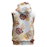 Brown Aloha Hawaiian Sleeveless Hoodie Monstera Hibiscus Tropical Pattern LT19 - Polynesian Pride