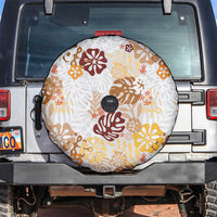 Brown Aloha Hawaiian Spare Tire Cover Monstera Hibiscus Tropical Pattern LT19 Brown - Polynesian Pride
