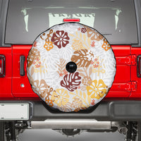 Brown Aloha Hawaiian Spare Tire Cover Monstera Hibiscus Tropical Pattern LT19 - Polynesian Pride