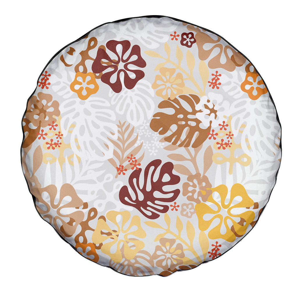 Brown Aloha Hawaiian Spare Tire Cover Monstera Hibiscus Tropical Pattern LT19 - Polynesian Pride