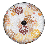 Brown Aloha Hawaiian Spare Tire Cover Monstera Hibiscus Tropical Pattern LT19 - Polynesian Pride