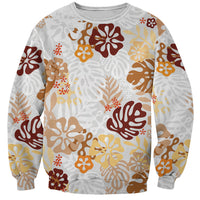 Brown Aloha Hawaiian Sweatshirt Monstera Hibiscus Tropical Pattern LT19 Unisex Brown - Polynesian Pride