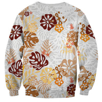 Brown Aloha Hawaiian Sweatshirt Monstera Hibiscus Tropical Pattern LT19 - Polynesian Pride