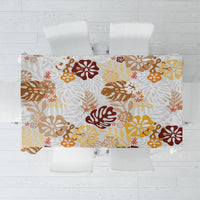 Brown Aloha Hawaiian Tablecloth Monstera Hibiscus Tropical Pattern LT19 Brown - Polynesian Pride