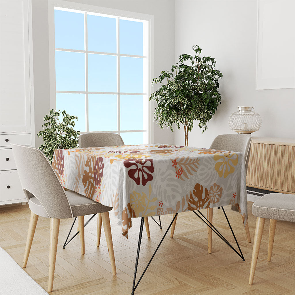 Brown Aloha Hawaiian Tablecloth Monstera Hibiscus Tropical Pattern LT19 - Polynesian Pride