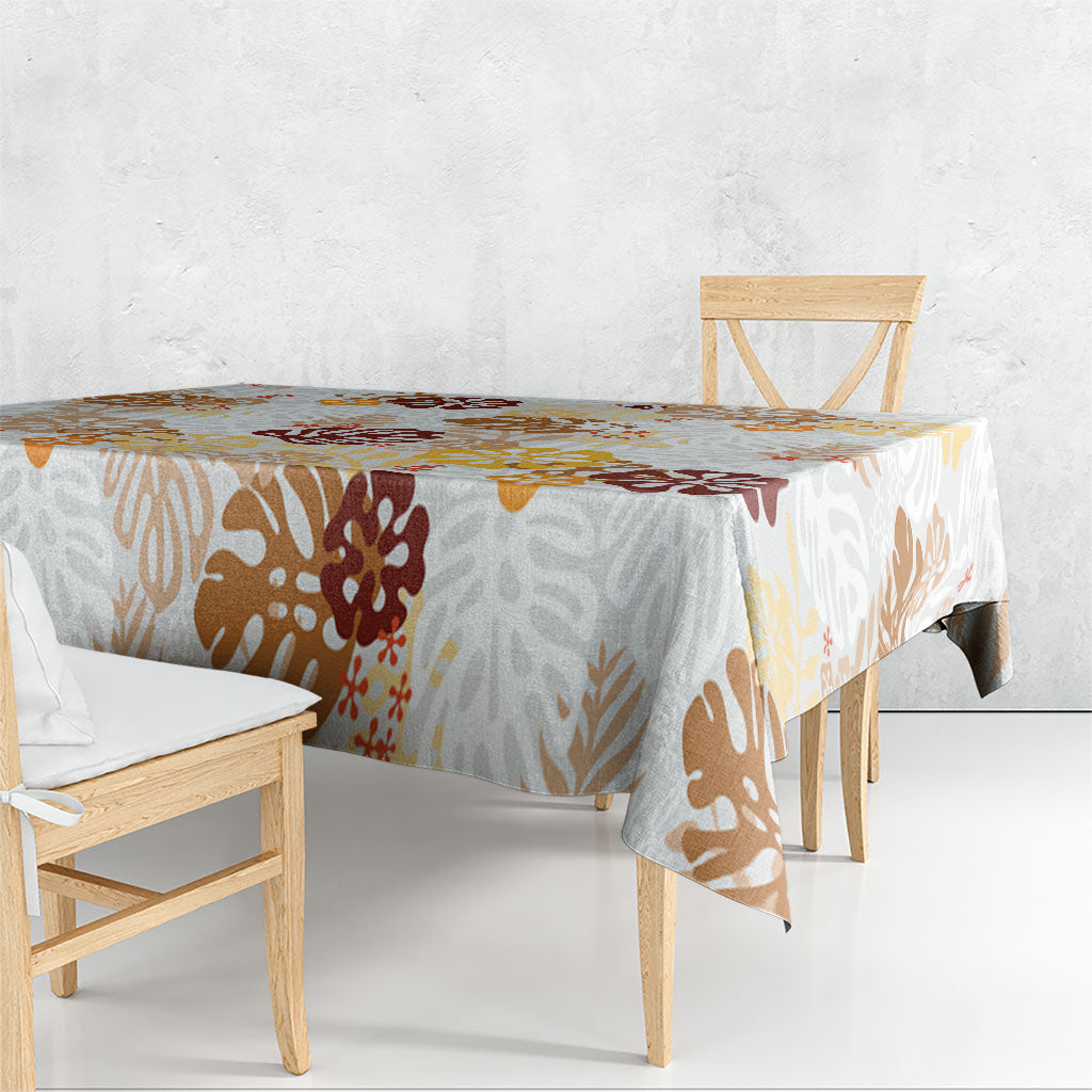 Brown Aloha Hawaiian Tablecloth Monstera Hibiscus Tropical Pattern LT19 - Polynesian Pride
