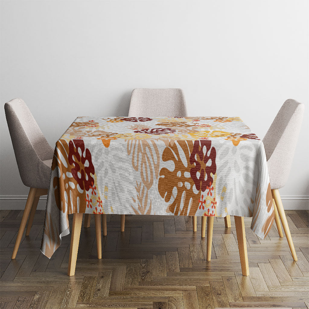 Brown Aloha Hawaiian Tablecloth Monstera Hibiscus Tropical Pattern LT19 - Polynesian Pride