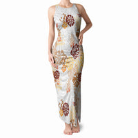 Brown Aloha Hawaiian Tank Maxi Dress Monstera Hibiscus Tropical Pattern LT19 Women Brown - Polynesian Pride