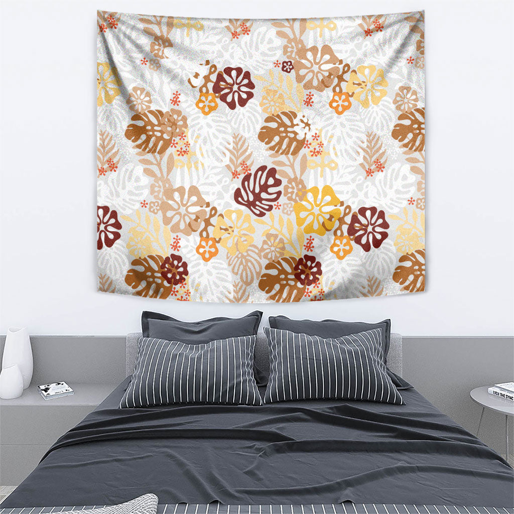 Brown Aloha Hawaiian Tapestry Monstera Hibiscus Tropical Pattern LT19 - Polynesian Pride