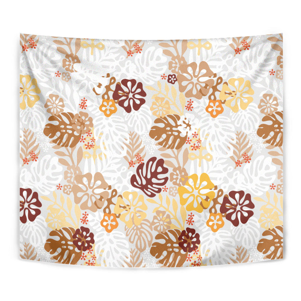 Brown Aloha Hawaiian Tapestry Monstera Hibiscus Tropical Pattern LT19 - Polynesian Pride