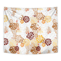 Brown Aloha Hawaiian Tapestry Monstera Hibiscus Tropical Pattern LT19 - Polynesian Pride