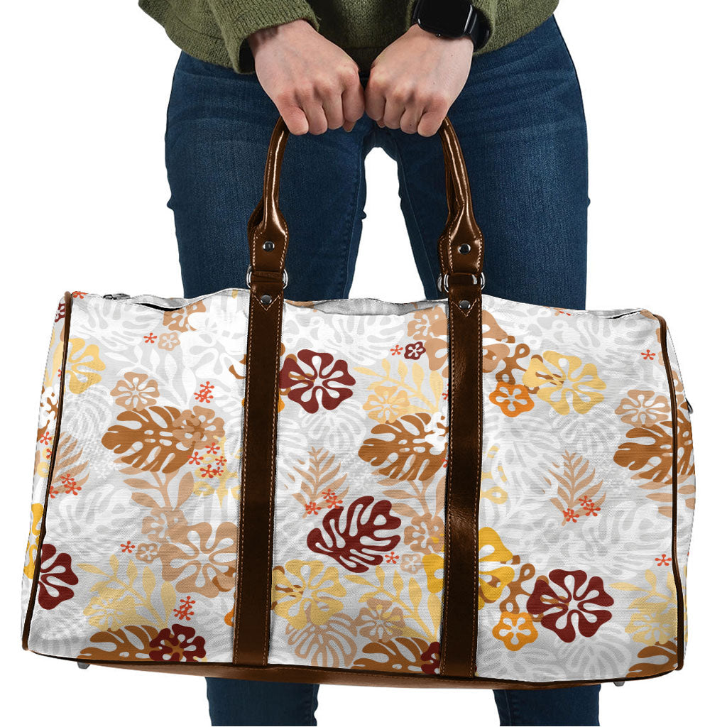 Brown Aloha Hawaiian Travel Bag Monstera Hibiscus Tropical Pattern LT19 Brown - Polynesian Pride