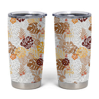 Brown Aloha Hawaiian Tumbler Cup Monstera Hibiscus Tropical Pattern LT19 Brown - Polynesian Pride