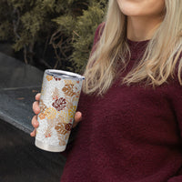 Brown Aloha Hawaiian Tumbler Cup Monstera Hibiscus Tropical Pattern LT19 - Polynesian Pride
