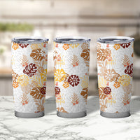 Brown Aloha Hawaiian Tumbler Cup Monstera Hibiscus Tropical Pattern LT19 - Polynesian Pride