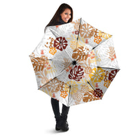 Brown Aloha Hawaiian Umbrella Monstera Hibiscus Tropical Pattern LT19 - Polynesian Pride