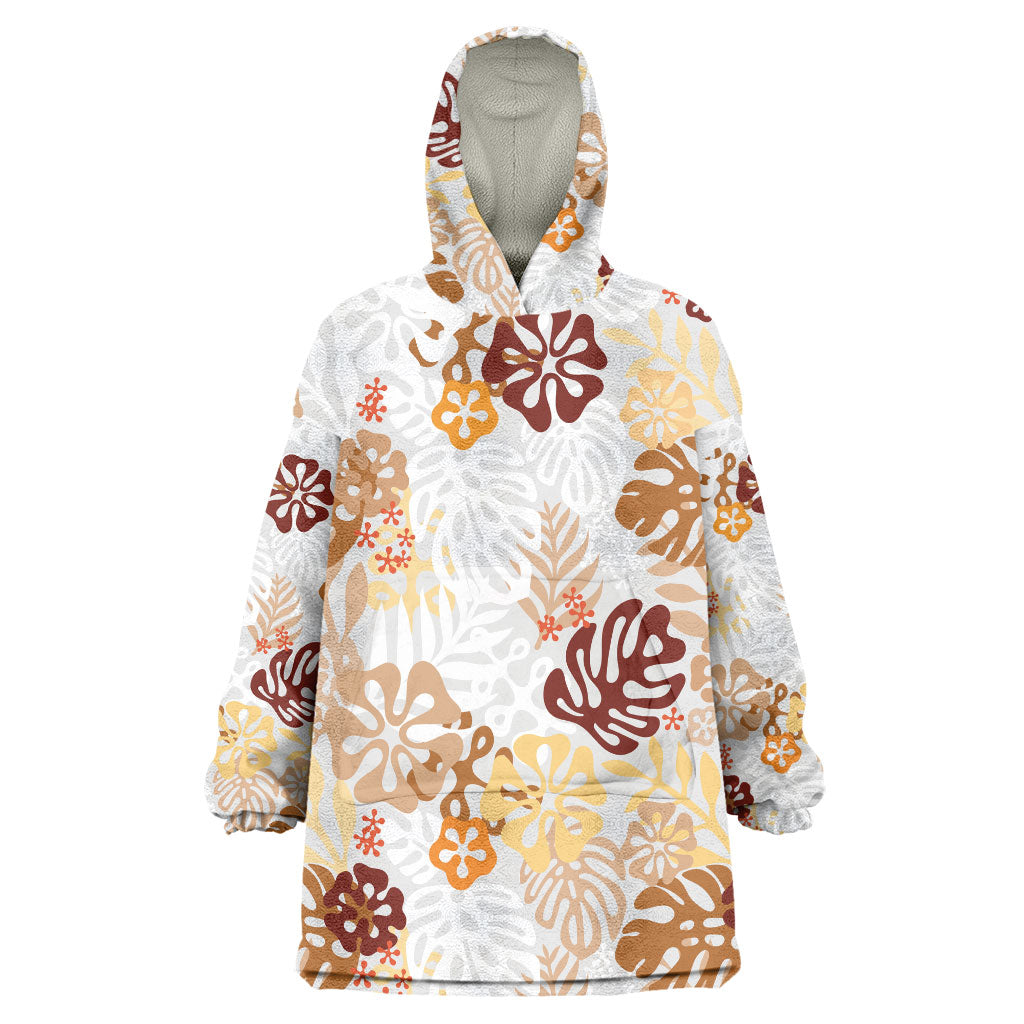Brown Aloha Hawaiian Wearable Blanket Hoodie Monstera Hibiscus Tropical Pattern LT19 One Size Brown - Polynesian Pride