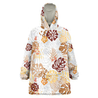 Brown Aloha Hawaiian Wearable Blanket Hoodie Monstera Hibiscus Tropical Pattern LT19 One Size Brown - Polynesian Pride