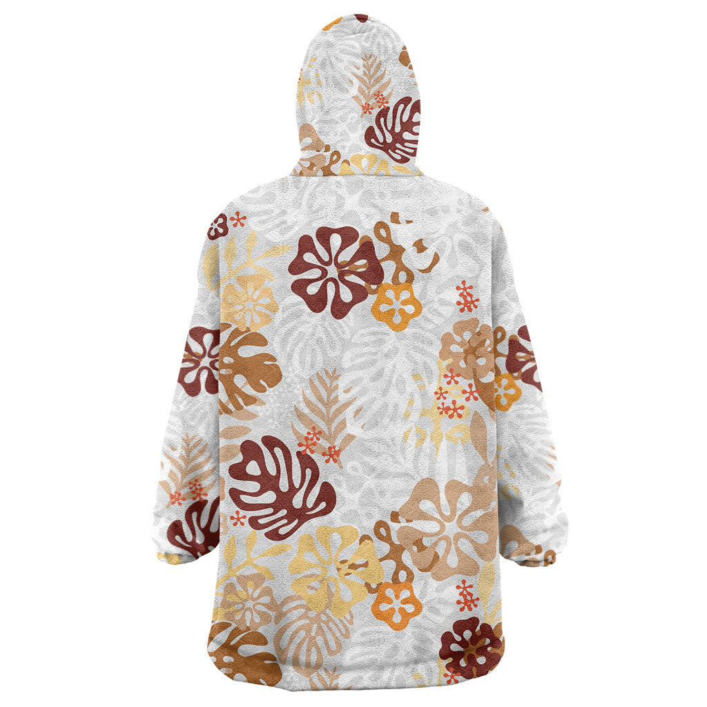 Brown Aloha Hawaiian Wearable Blanket Hoodie Monstera Hibiscus Tropical Pattern LT19 - Polynesian Pride
