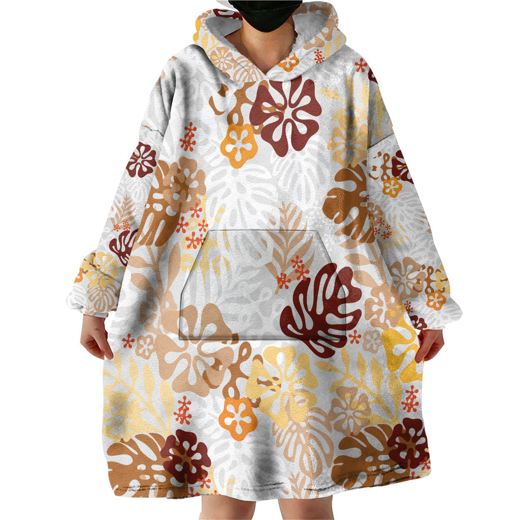 Brown Aloha Hawaiian Wearable Blanket Hoodie Monstera Hibiscus Tropical Pattern LT19 - Polynesian Pride