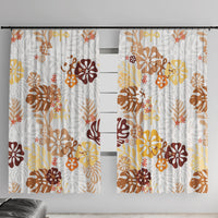 Brown Aloha Hawaiian Window Curtain Monstera Hibiscus Tropical Pattern LT19 With Hooks Brown - Polynesian Pride