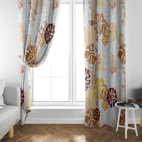 Brown Aloha Hawaiian Window Curtain Monstera Hibiscus Tropical Pattern LT19 - Polynesian Pride