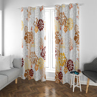 Brown Aloha Hawaiian Window Curtain Monstera Hibiscus Tropical Pattern LT19 With Grommets Brown - Polynesian Pride