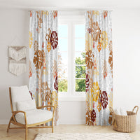 Brown Aloha Hawaiian Window Curtain Monstera Hibiscus Tropical Pattern LT19 - Polynesian Pride