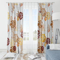 Brown Aloha Hawaiian Window Curtain Monstera Hibiscus Tropical Pattern LT19 - Polynesian Pride