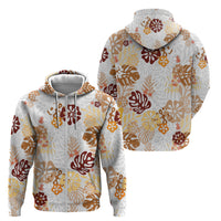 Brown Aloha Hawaiian Zip Hoodie Monstera Hibiscus Tropical Pattern LT19 - Polynesian Pride