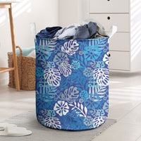 Blue Aloha Hawaiian Laundry Basket Monstera Hibiscus Tropical Pattern LT19 Blue - Polynesian Pride