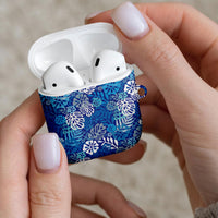 Blue Aloha Hawaiian AirPods Case Monstera Hibiscus Tropical Pattern LT19 - Polynesian Pride
