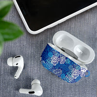 Blue Aloha Hawaiian AirPods Case Monstera Hibiscus Tropical Pattern LT19 - Polynesian Pride