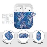 Blue Aloha Hawaiian AirPods Case Monstera Hibiscus Tropical Pattern LT19 - Polynesian Pride