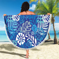 Blue Aloha Hawaiian Beach Blanket Monstera Hibiscus Tropical Pattern LT19 - Polynesian Pride