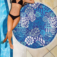 Blue Aloha Hawaiian Beach Blanket Monstera Hibiscus Tropical Pattern LT19 - Polynesian Pride